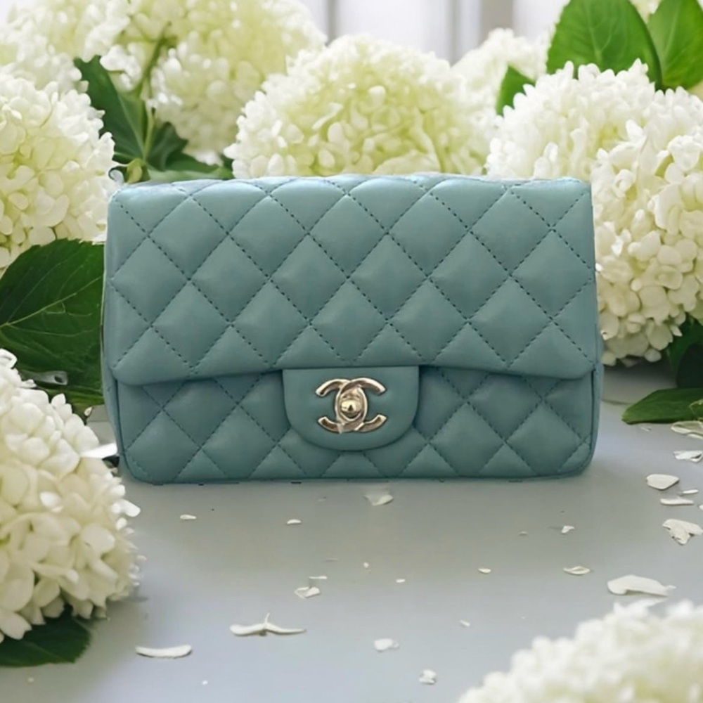 SOLD Chanel Classic Mini Green Lambskin GHW NWT Box Dust Bag Camilla Ribbon